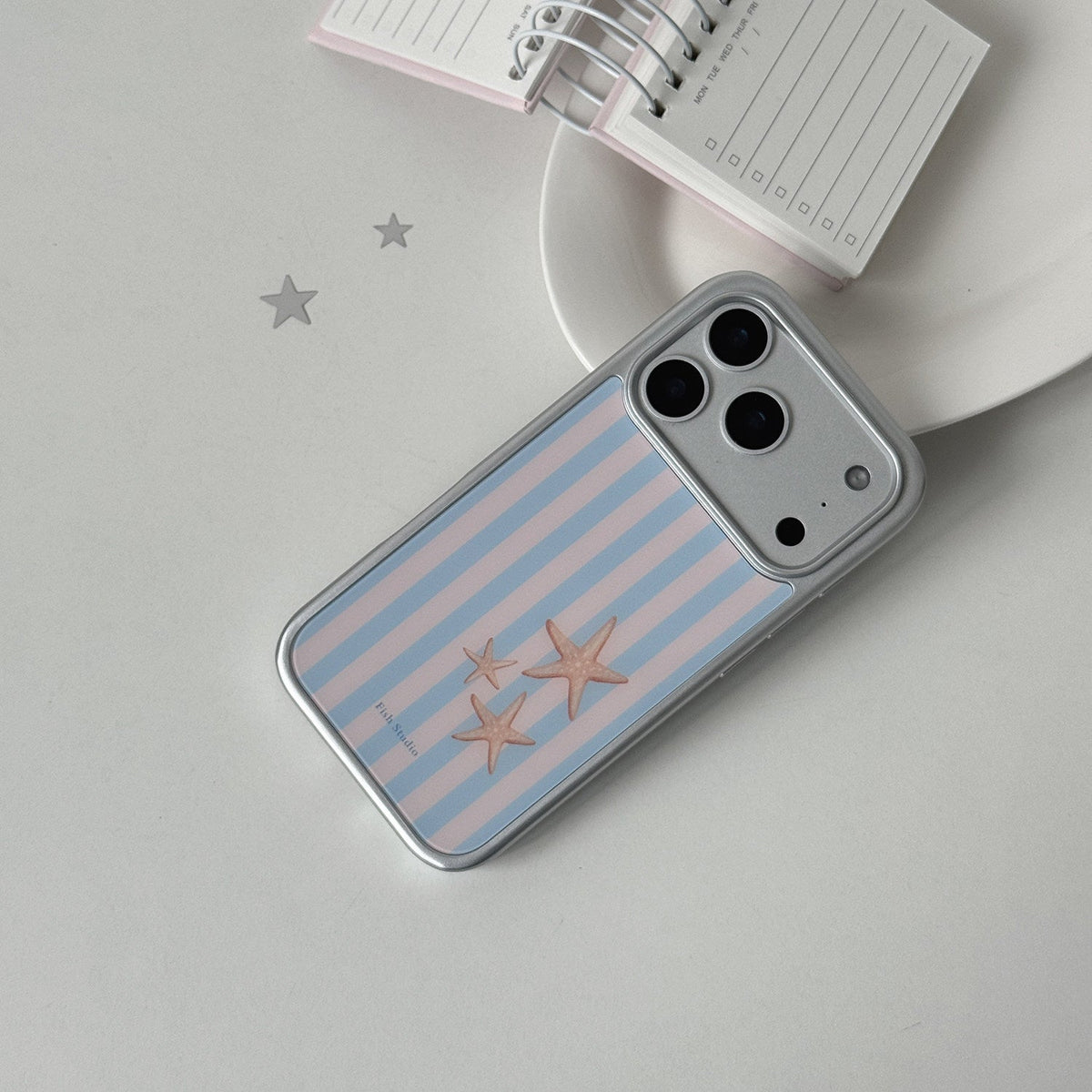 Striped Starfish Phone Case-FI007G | Glass Phone Case | Three Fleas
