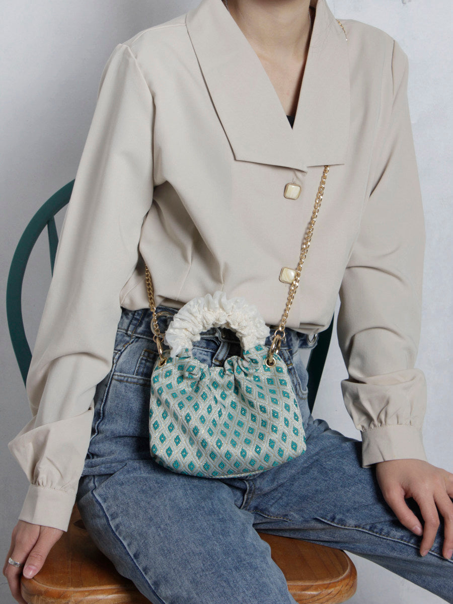 Retro Green Chinoiserie Crossbody Bag | bag | Three Fleas
