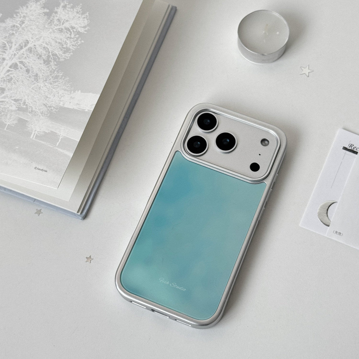 Misty Cyan Sky Phone Case-FI005G | Glass Phone Case | Three Fleas