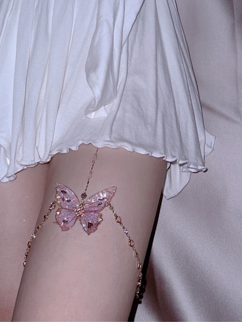 Pink Butterfly Thigh Chain, Jewelry