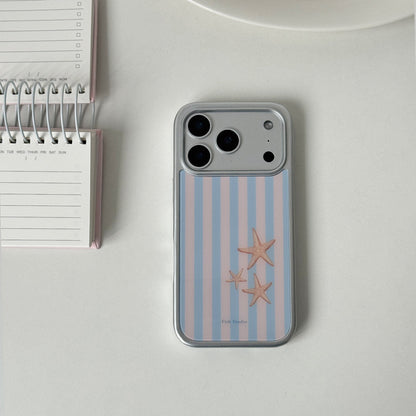 Striped Starfish Phone Case-FI007G | Glass Phone Case | Three Fleas