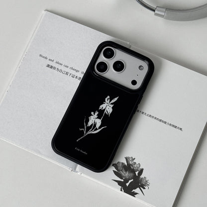 Midnight White Iris Phone Case-FI001AC | Acrylic Phone Case | Three Fleas