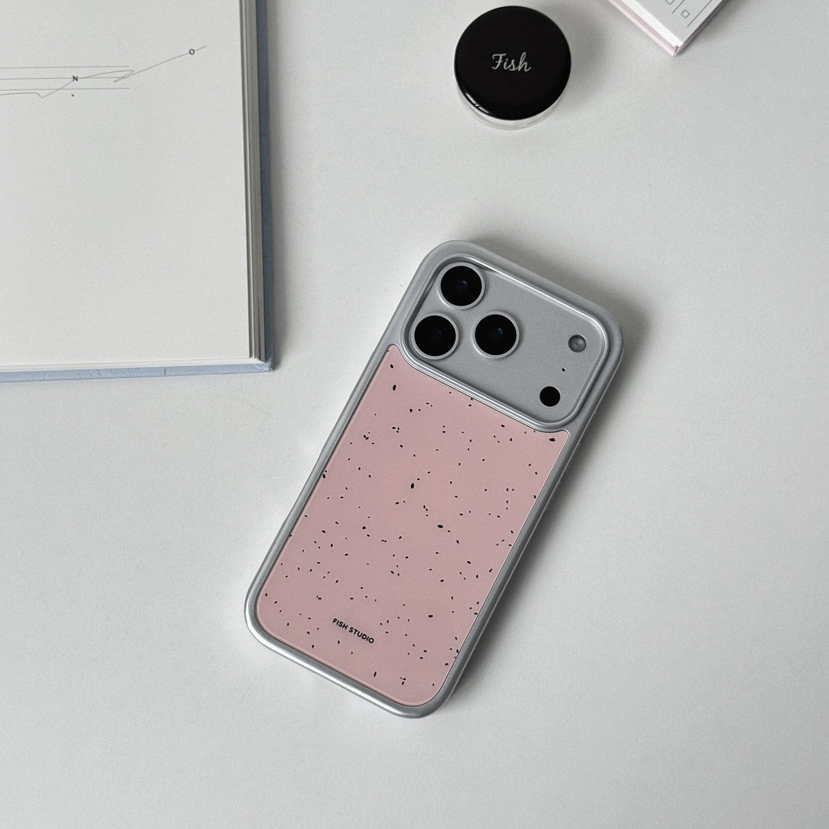 Pink Ink Speckle Phone Case-FI002G | Glass Phone Case | Three Fleas
