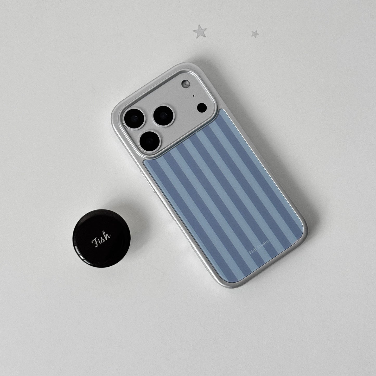 Grey & Blue Striped Phone Case-FI004G