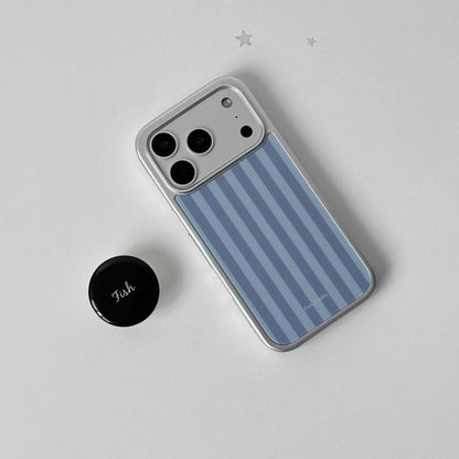 Grey & Blue Striped Phone Case-FI004G