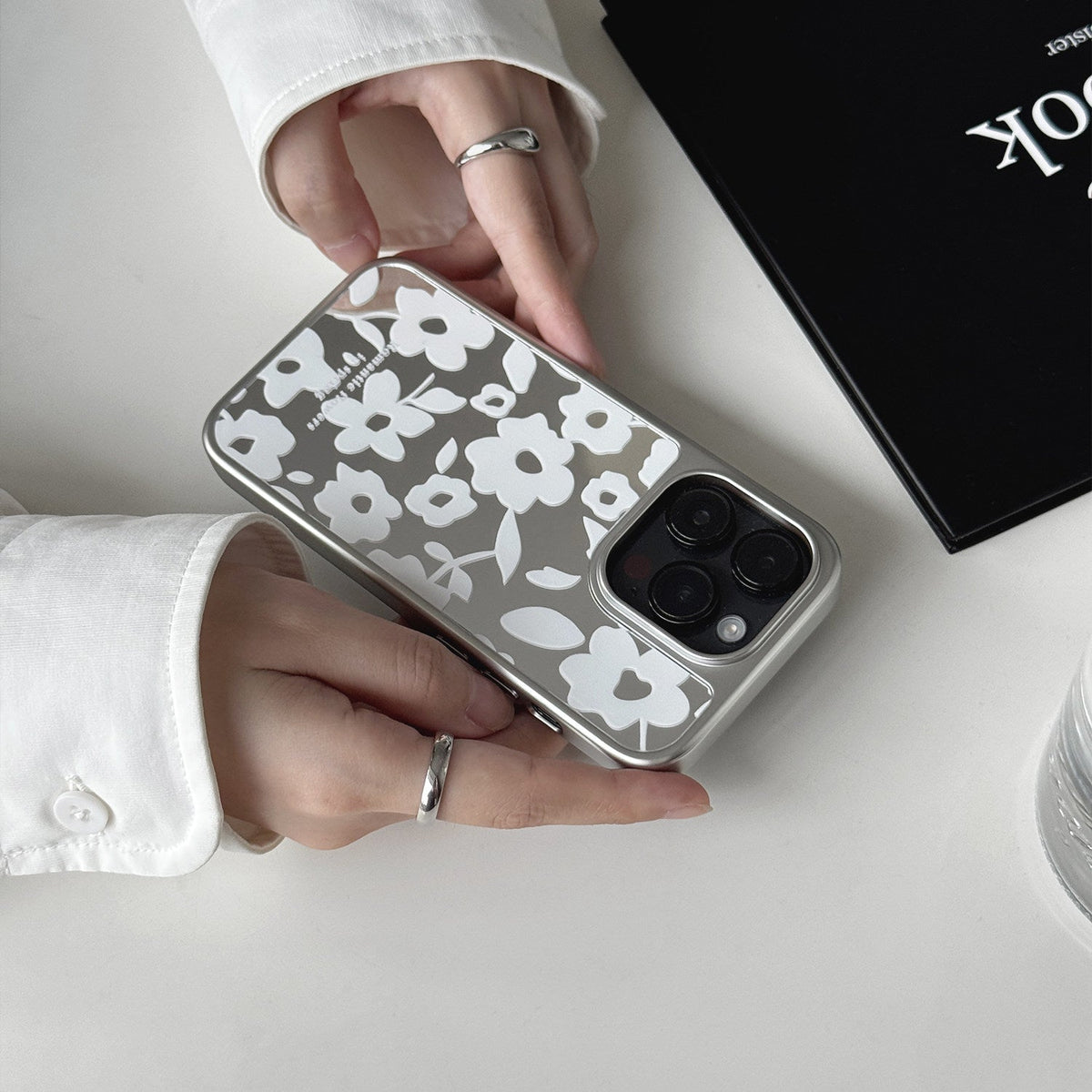 Mirror Floral Phone Case-FI023AC | Acrylic Phone Case | Three Fleas