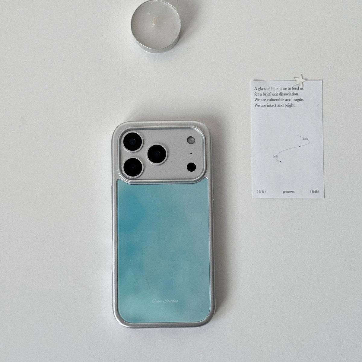 Misty Cyan Sky Phone Case-FI005G | Glass Phone Case | Three Fleas