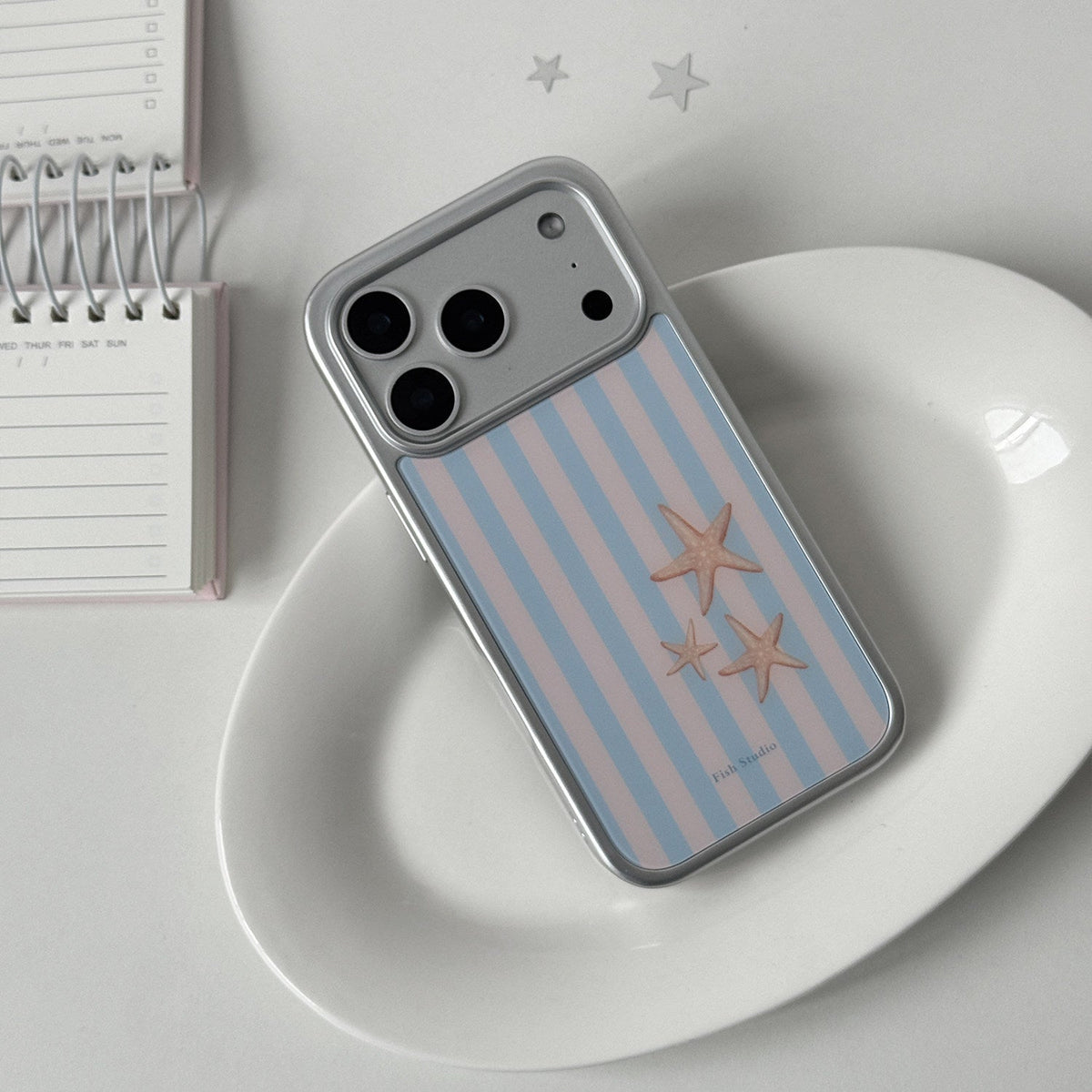 Striped Starfish Phone Case-FI007G | Glass Phone Case | Three Fleas