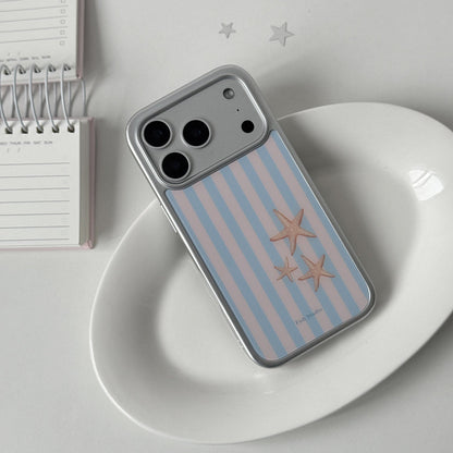 Striped Starfish Phone Case-FI007G | Glass Phone Case | Three Fleas