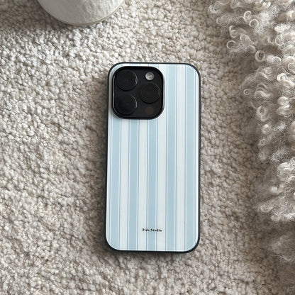 Blue & White Striped Phone Case-FI028AC | Acrylic Phone Case | Three Fleas