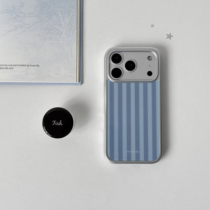 Grey & Blue Striped Phone Case-FI004G