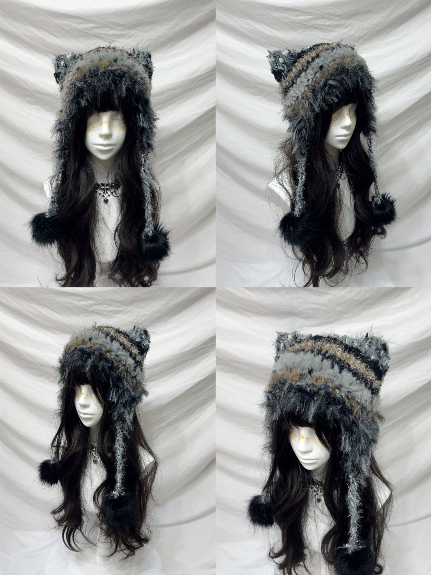 Animal Ear Pom-Pom Crochet Hat