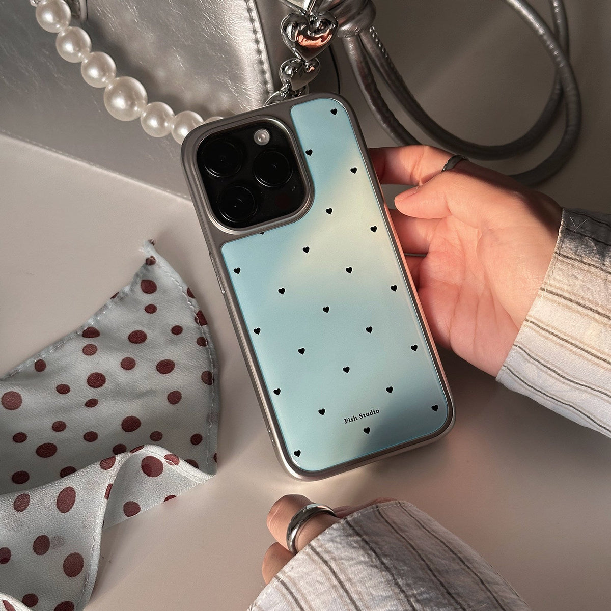 Minty Heart Phone Case-FI027R | Resin Epoxy Phone Case | Three Fleas