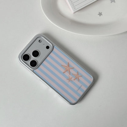 Striped Starfish Phone Case-FI007G | Glass Phone Case | Three Fleas