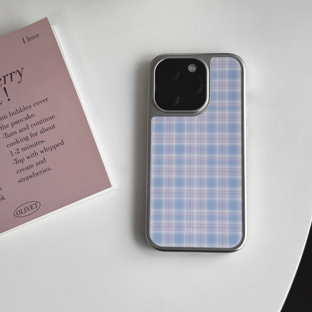 Pastel Blue & Pink Plaid Phone Case-FI010AC | Acrylic Phone Case | Three Fleas
