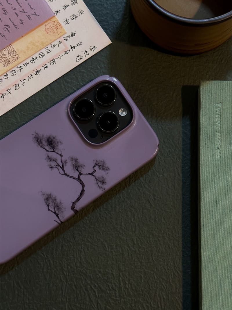 「Chinoiserie」Purple Pine Chinese Brush Painting Phone Case