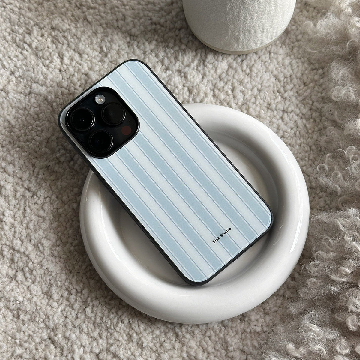 Blue & White Striped Phone Case-FI028AC | Acrylic Phone Case | Three Fleas