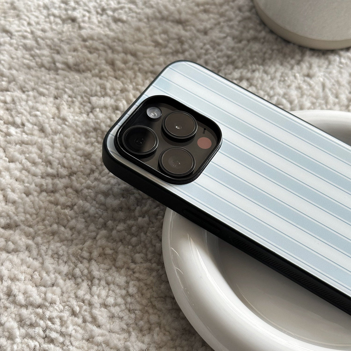 Blue & White Striped Phone Case-FI028AC | Acrylic Phone Case | Three Fleas