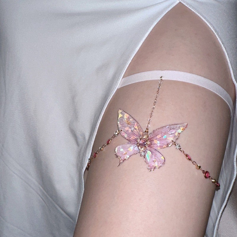 Pink Butterfly Thigh Chain