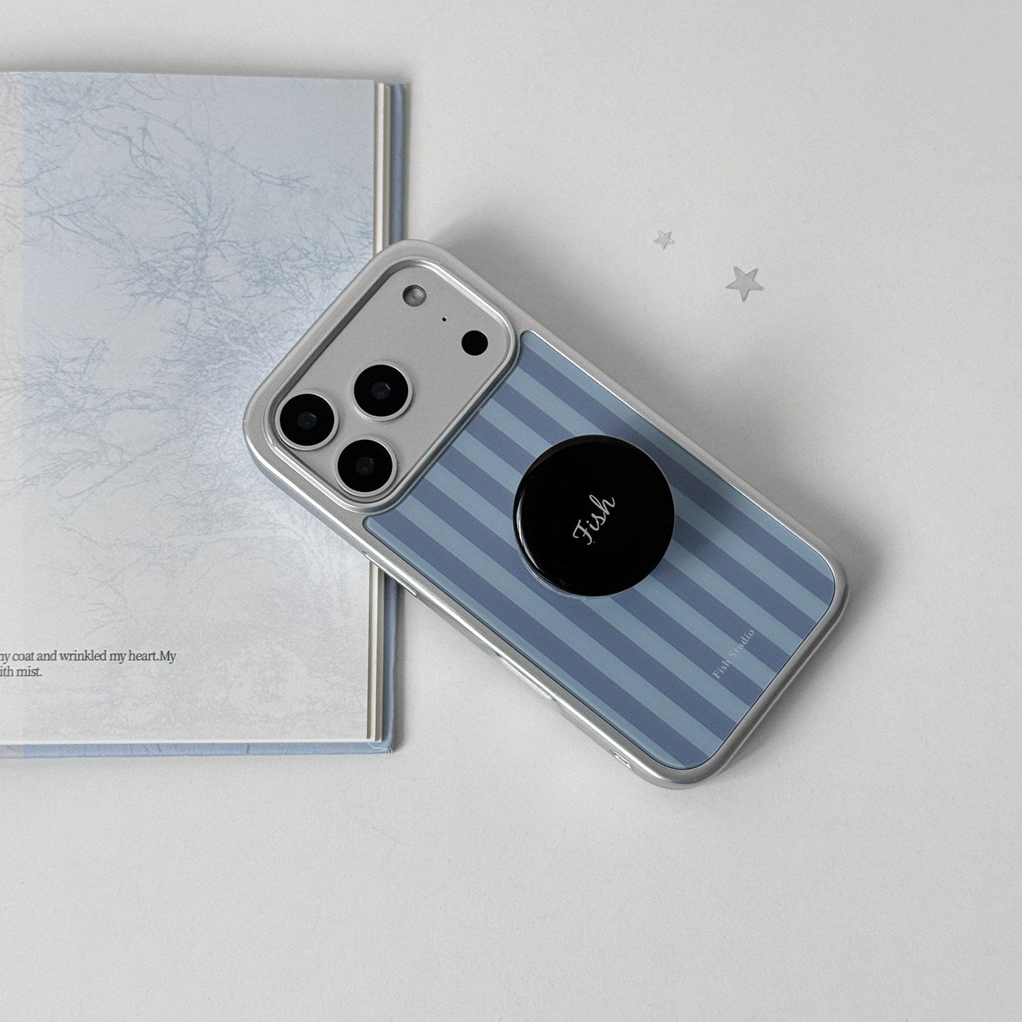 Grey & Blue Striped Phone Case-FI004G