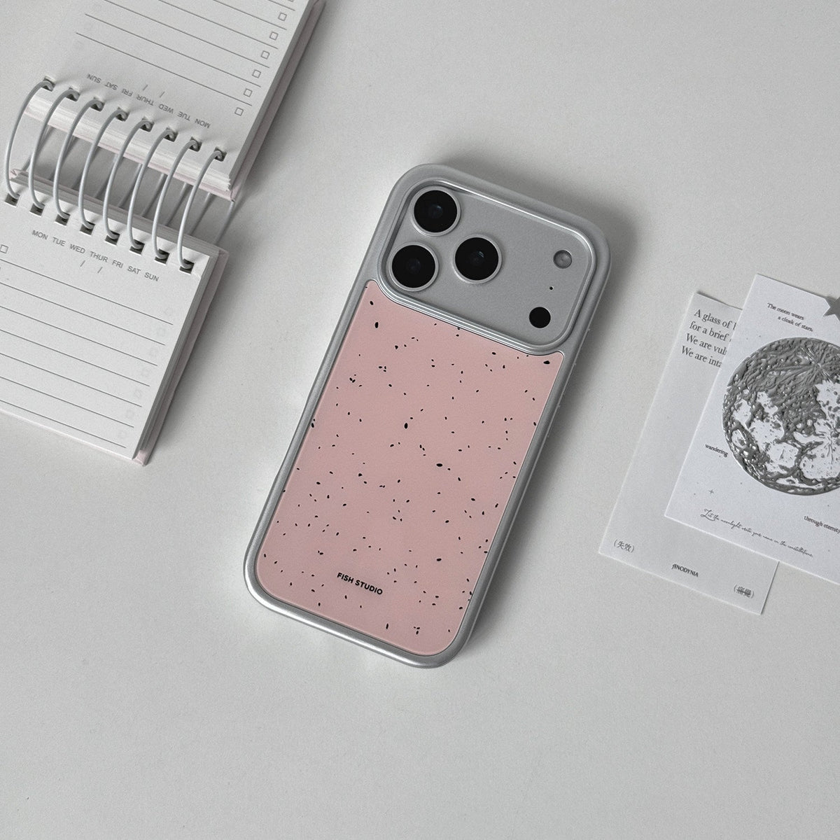 Pink Ink Speckle Phone Case-FI002G | Glass Phone Case | Three Fleas