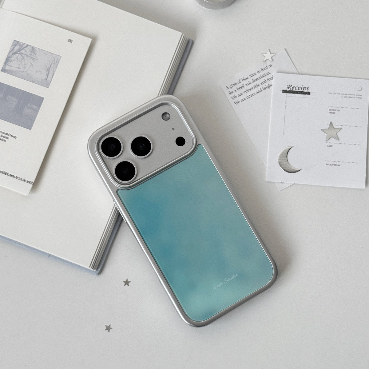 Misty Cyan Sky Phone Case-FI005G | Glass Phone Case | Three Fleas