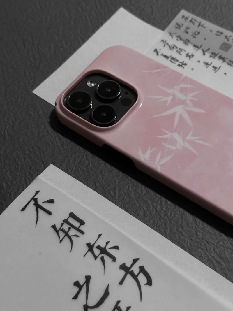 「Chinoiserie」Pink bamboo Chinese Ink Painting phone case