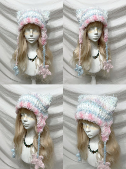 Fashion Animal Ear Pom-Pom Crochet Hat