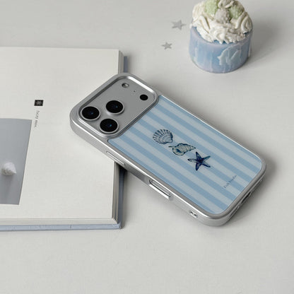 Striped Starfish Phone Case-FI007G | Glass Phone Case | Three Fleas