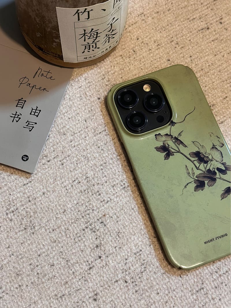 [Samsung] Green Flower Branch Traditional Chinese Painting Phone Case