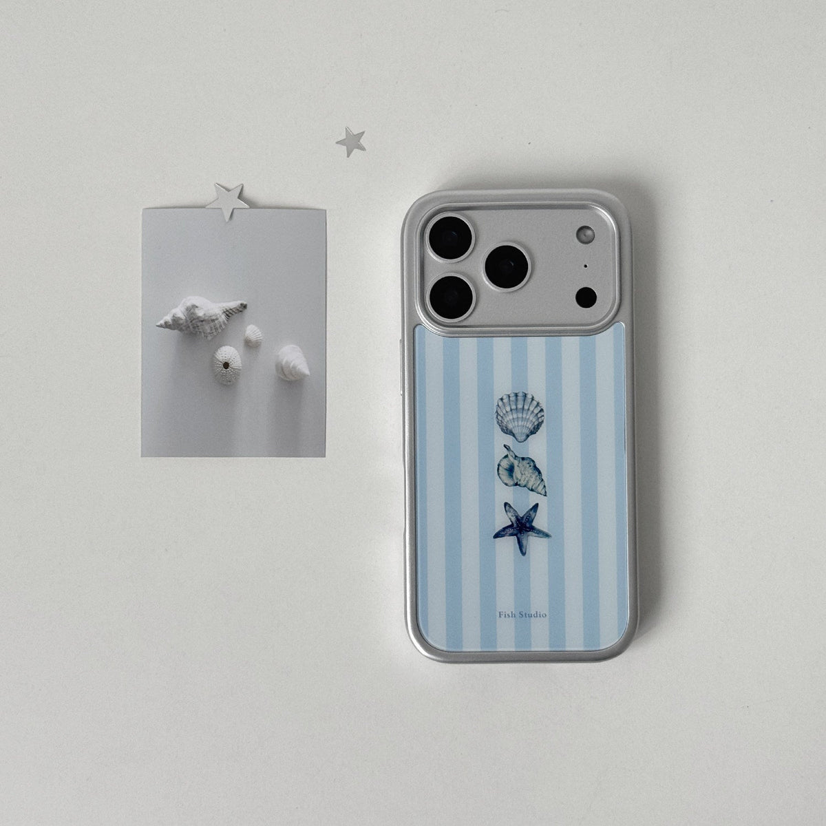 Striped Starfish Phone Case-FI007G | Glass Phone Case | Three Fleas