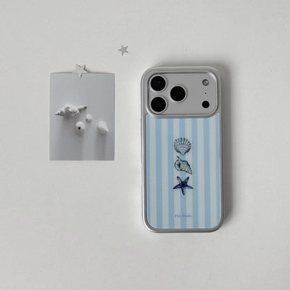 Striped Starfish Phone Case-FI007G | Glass Phone Case | Three Fleas