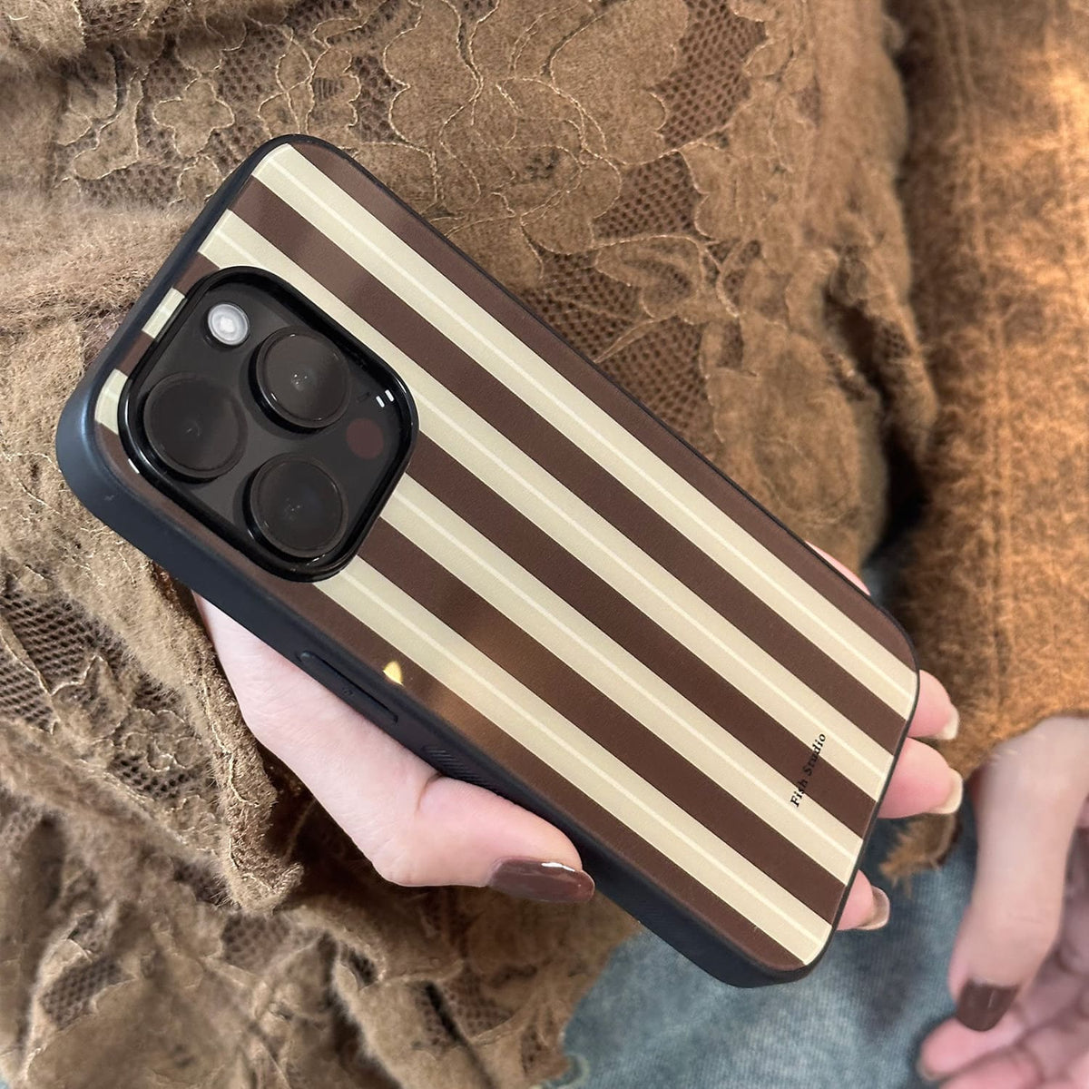 Retro Striped Phone Case-FI026AC | Acrylic Phone Case | Three Fleas