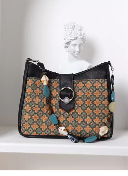 Vintage Floral Chinoiserie Shoulder Bag | bag | Three Fleas