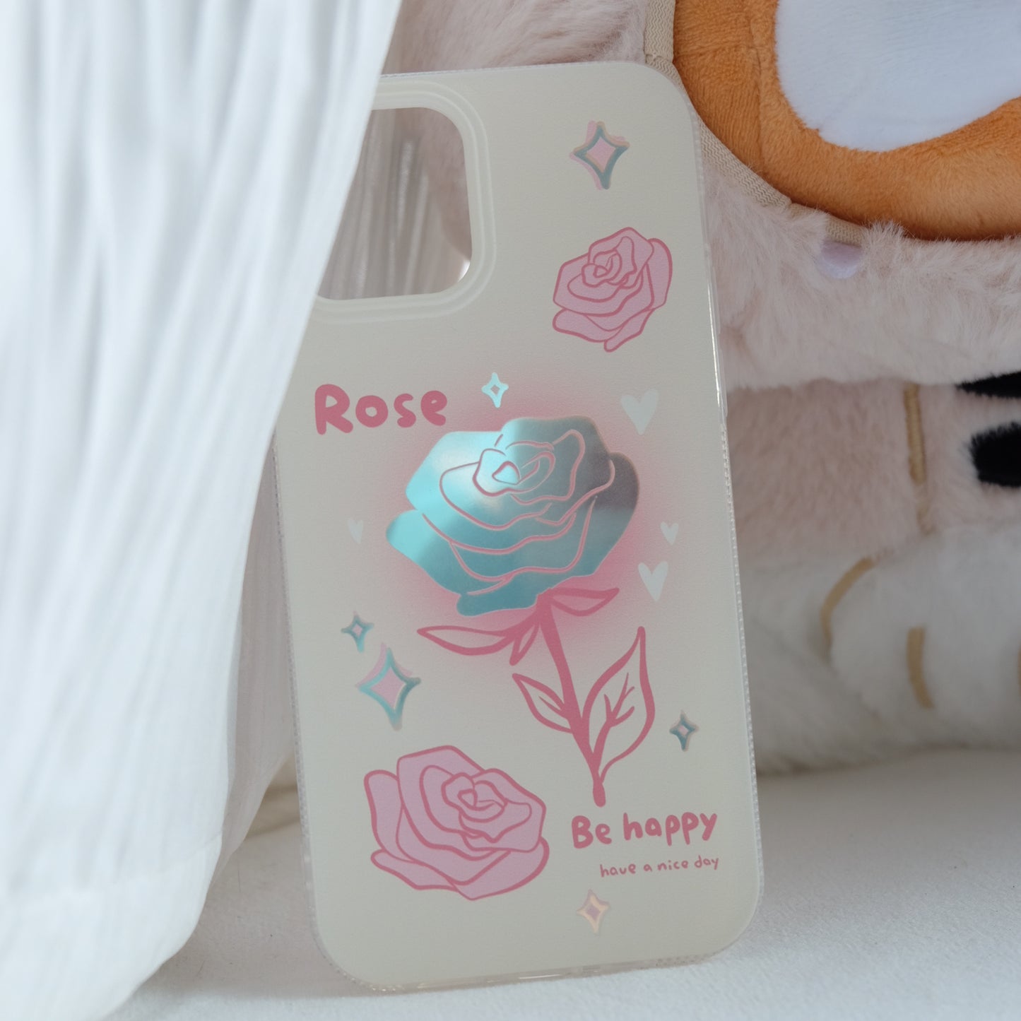 Happy rose laser phone case