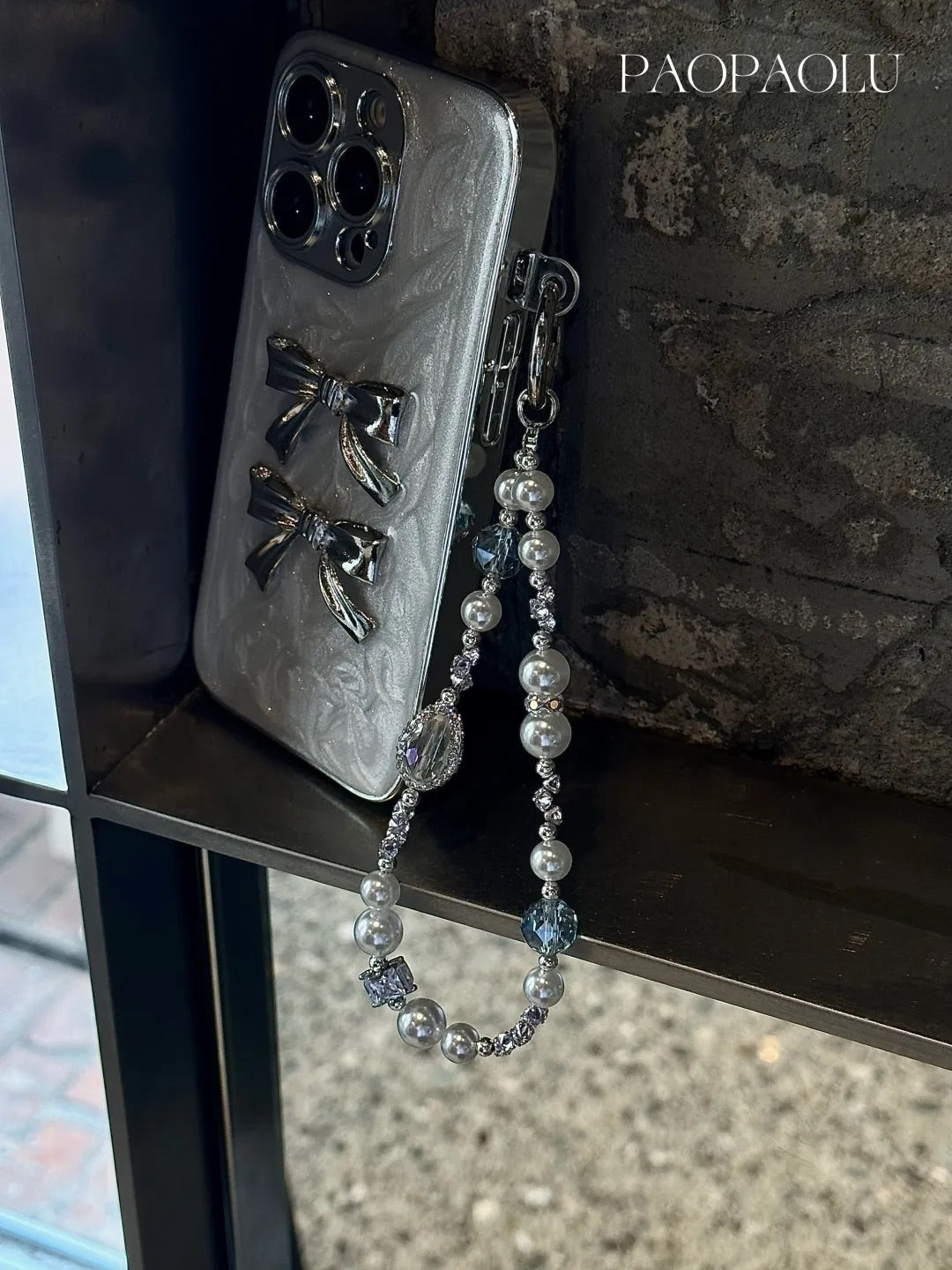 Pearl Crystal Beaded Phone Charm