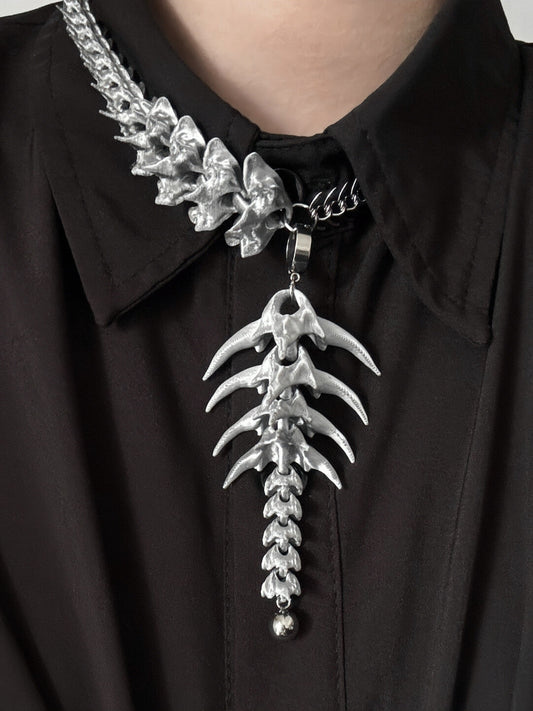 Twin Vertebrae Necklace/Earring Set,Lumivault.