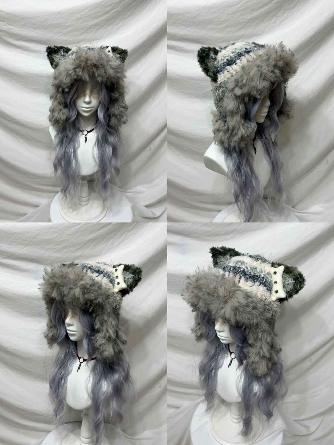 Plush Animal Ear Pom-Pom Crochet Hat