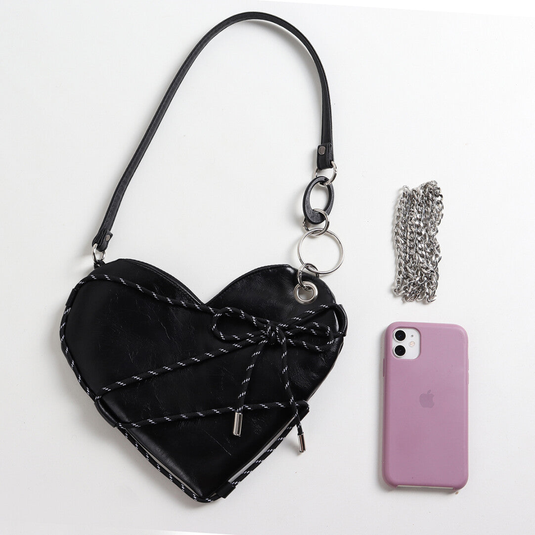 Y2K Heart-Shaped Shoulder Bag | bag | Three Fleas