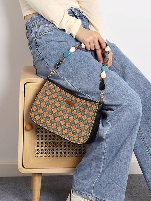 Vintage Chinoiserie Beaded Shoulder Bag