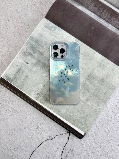 Artistic Metallic Luster Flying Birds Phone Case Chinoiserie IMD-SSL