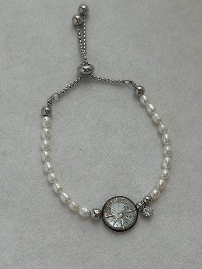 Handmade Pearl Star Bracelet,Pearl - Star Track Black,Lumivault.