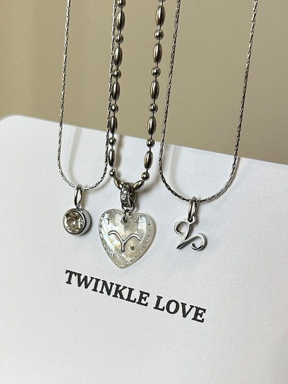 Twelve Constellation Secret Words Necklace,NE02 Aries - Silver White,Lumivault.