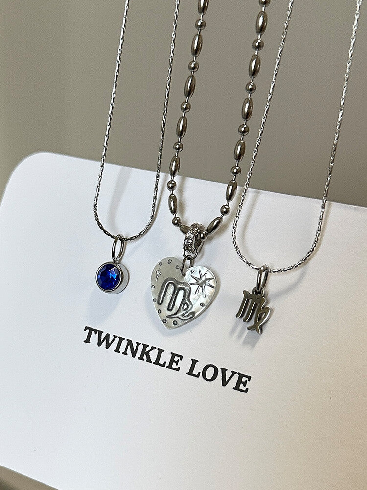 Twelve Constellation Secret Words Necklace,NE02 Virgo - Cornflower Blue,Lumivault.