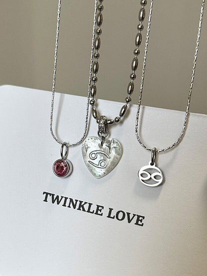 Twelve Constellation Secret Words Necklace,NE02 Cancer - Rose Red,Lumivault.