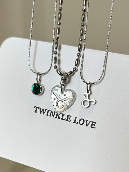 Twelve Constellation Secret Words Necklace,NE02 Taurus - Emerald Green,Lumivault.