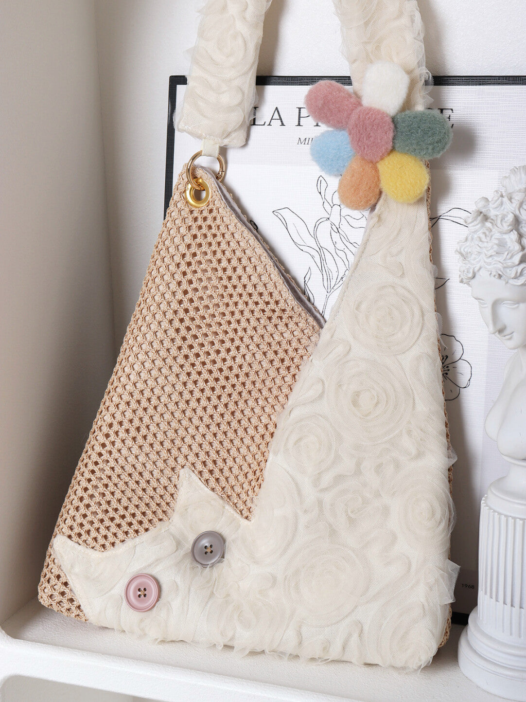 Vacation Flower Chiffon Cat Shoulder Bag | bag | Three Fleas