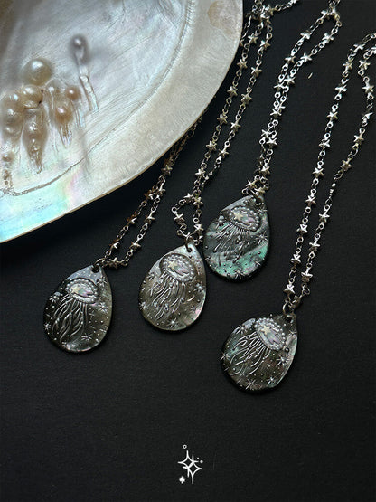 Water Drop Starry Jellyfish Necklace,Lumivault.