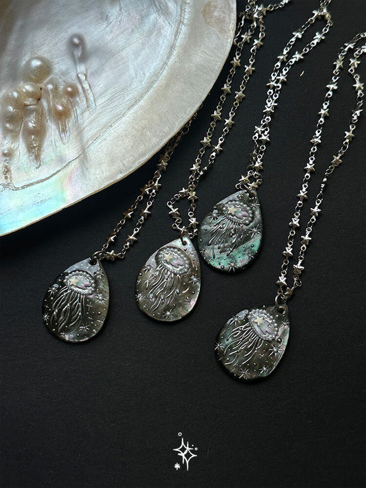Water Drop Starry Jellyfish Necklace,Lumivault.