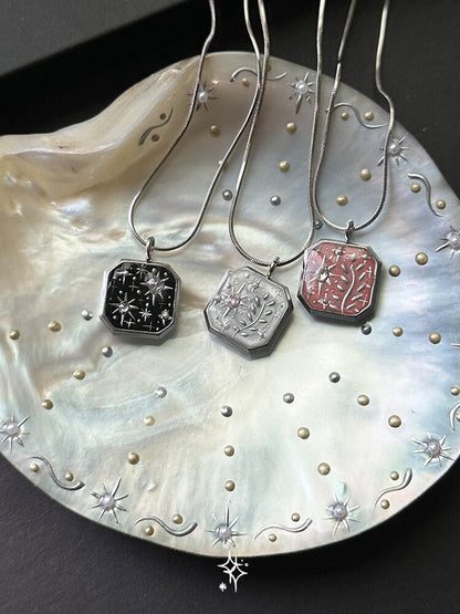 Starlight Geometry Necklace,White,Lumivault.